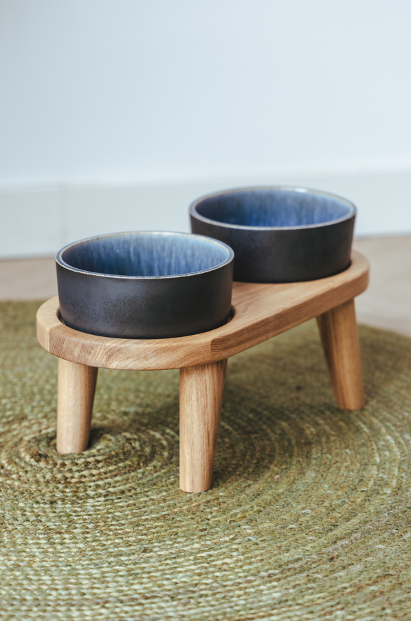 Support en bois pour bol à nourriture et à boisson taille M (pied de 12 cm)