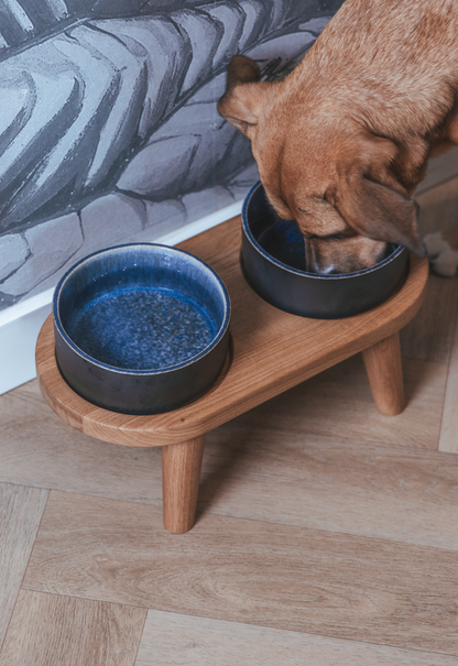 Support en bois pour bol à nourriture et à boisson taille M (pied de 12 cm)