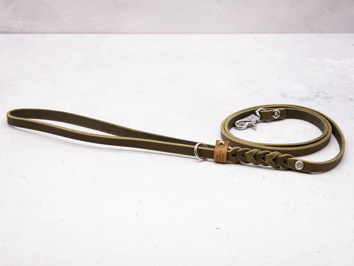 Laisse pour chien en cuir olive