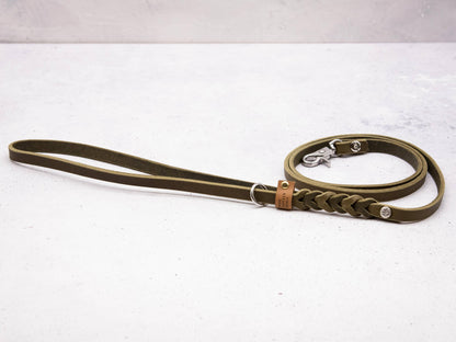 Laisse pour chien en cuir olive