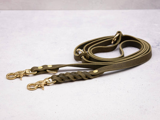Laisse pour chien en cuir olive