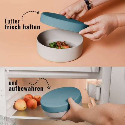 Gamelle en silicone avec couvercle bicolore