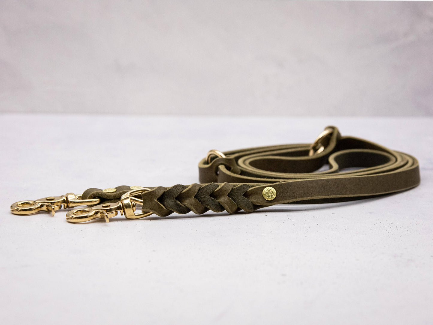 Laisse pour chien en cuir olive