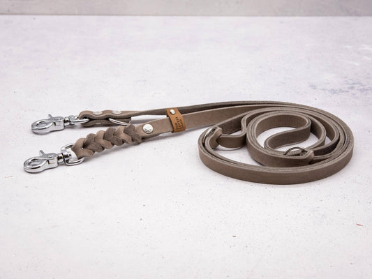 Laisse pour chien en cuir gris sable