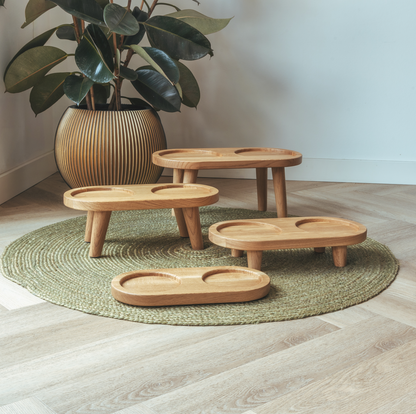 Support en bois pour gamelles de nourriture et d'eau taille S (pieds de 6 cm)